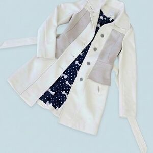 Elevenses Ivory & White Wool Anthropologie Trench Sz 0